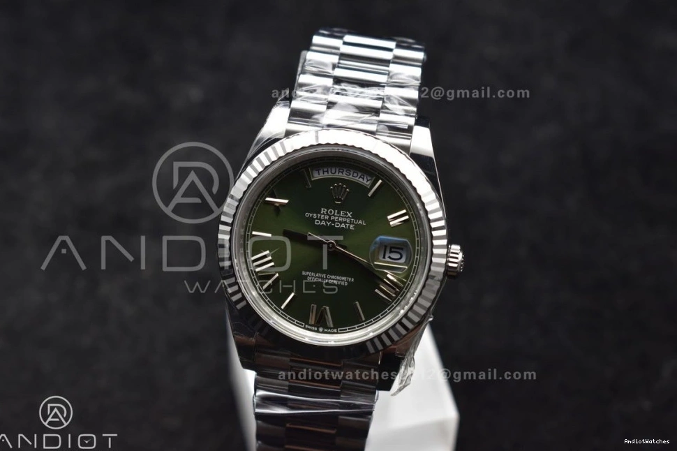 Date 1:1 VR3255 Refined Green (Gain THBF Weight) Day Edition 662 President Dial 40 Bracelet 228239 on Roman SS Best 1223